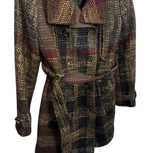 Burberry Brit Wool Plaid Trench Coat Size 8 - Picture 3 of 7